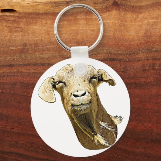 gekke Boerderij van geitenvlees Sleutelhanger (Voorkant)