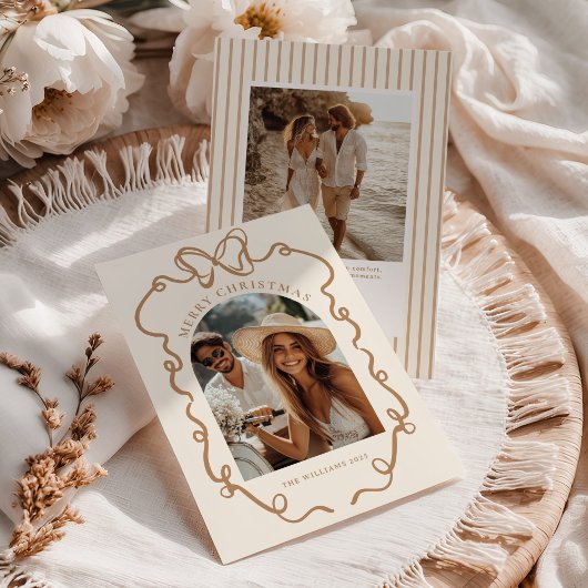 Gekke Boog Boho Familie Foto Kerstmis Feestdagenkaart