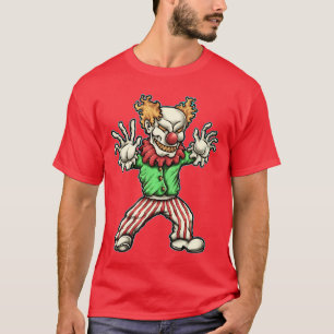 Gekke Boosaardige Clown Gezicht Psycho Enge Horror T-shirt