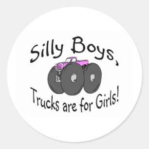 Gekke bootwagens zijn voor roze meidenwagen ronde sticker