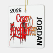Gekke brandweerman CUSTOM Keramisch Ornament (Links)