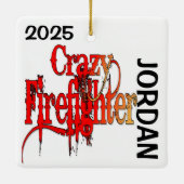 Gekke brandweerman CUSTOM Keramisch Ornament (Achterkant)