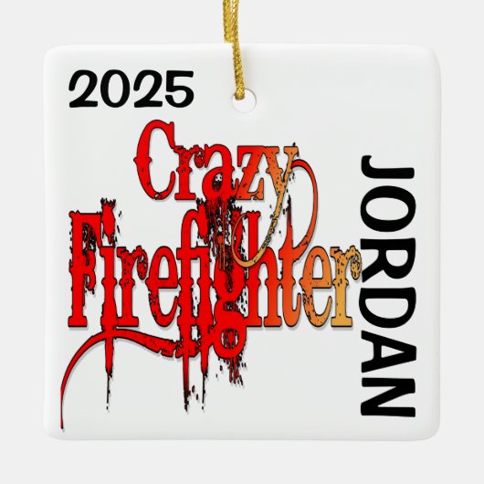 Gekke brandweerman CUSTOM Keramisch Ornament (Voorkant)
