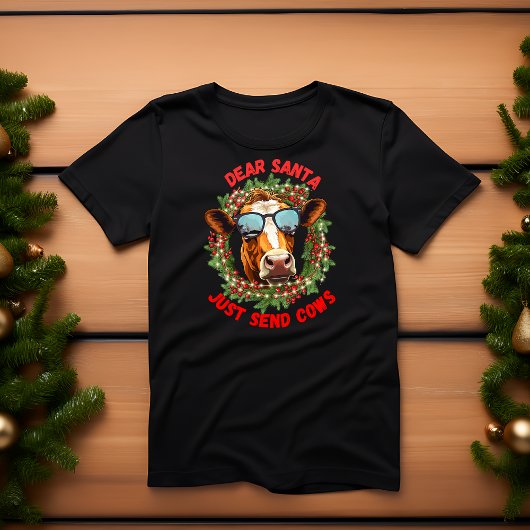 Gekke bril Koe Kerstkrans T-shirt