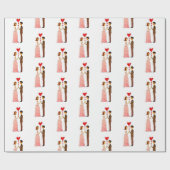 Gekke bruid en bruidegom in Love Wedding Cadeaupapier (Vlak)