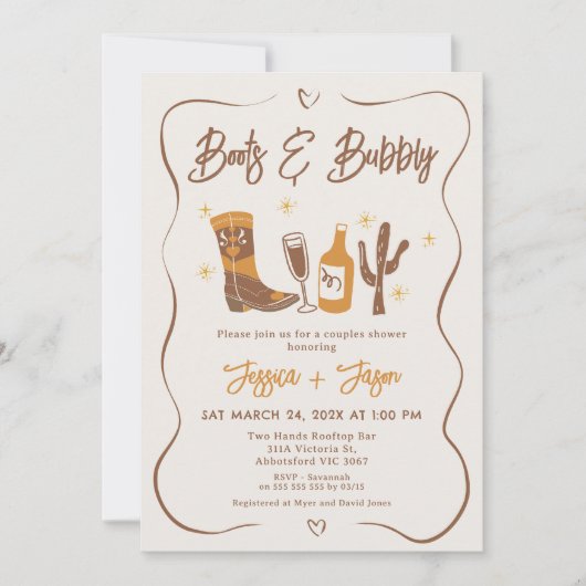 Gekke bruidslaarzen en bubbelige douches kaart (Voorkant)