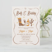 Gekke bruidslaarzen en bubbelige douches kaart (Staand voorkant)