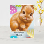 Gekke bruine paashaas kaart (Gele Bloem)