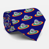 Gekke buitenaards wezen en ruimteschip stropdas (Opgerold)