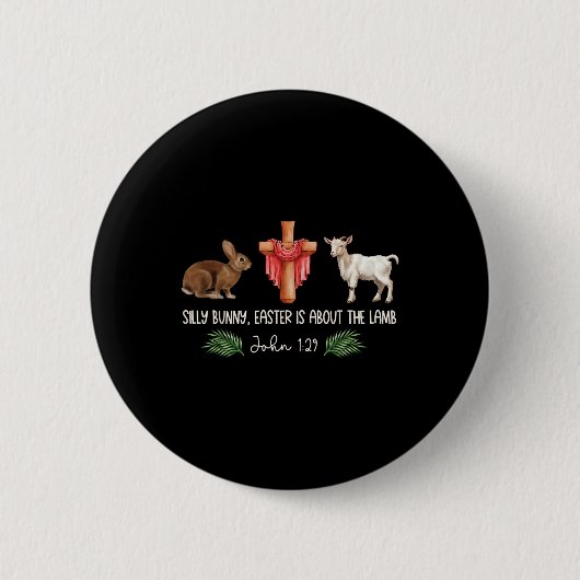 Gekke Bunny Easter gaat over het Lam Christelijk J Ronde Button 5,7 Cm (Voorkant)
