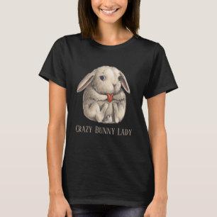 gekke bunny lady voegt tekst toe t-shirt