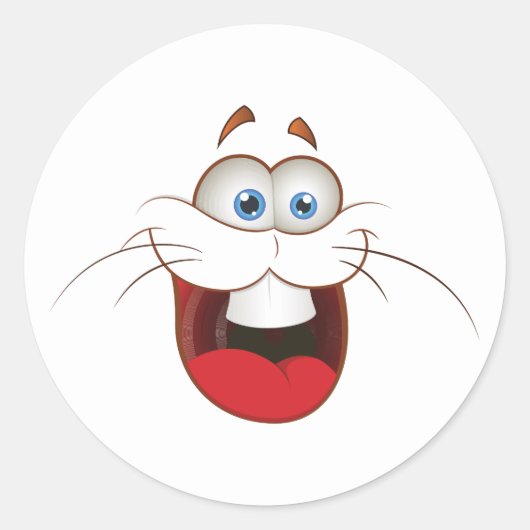 Gekke Bunny Rabbit Face Ronde Sticker (Voorkant)