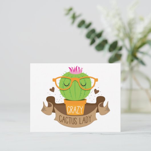 gekke cactus dame banner briefkaart (Staand voorkant)