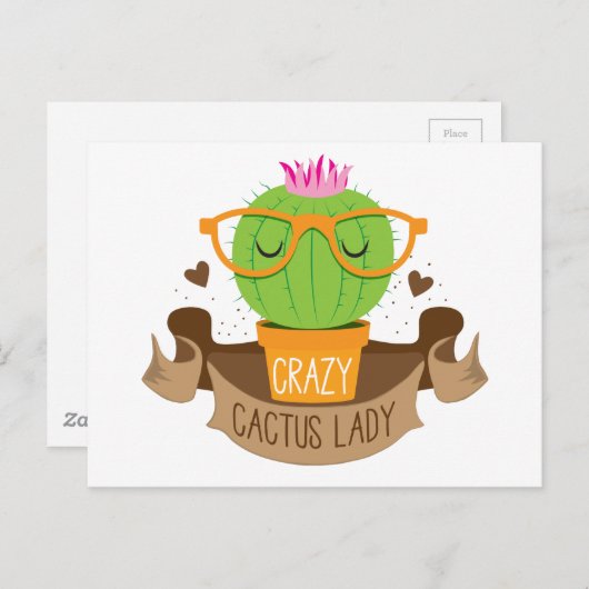 gekke cactus dame banner briefkaart (Voorkant / Achterkant)