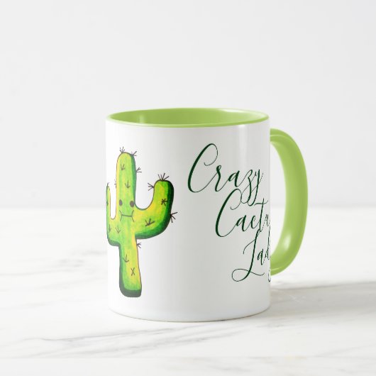 Gekke cactus dame schattige cactussen mok (Voorkant rechts)