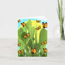 Gekke cactus en vlinders kaart