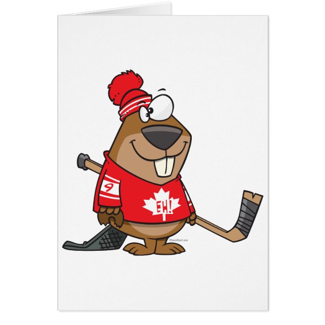gekke canadese hockey beaver cartoon (Voorkant)