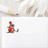 gekke canadese hockey beaver cartoon etiket (Insitu)