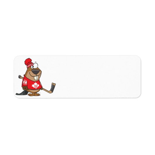 gekke canadese hockey beaver cartoon etiket (Voorkant)