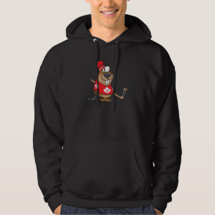 gekke canadese hockey beaver cartoon hoodie