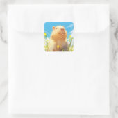 Gekke Capybara Smile Vierkante Sticker (Tas)