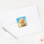 Gekke Capybara Smile Vierkante Sticker (Envelop)