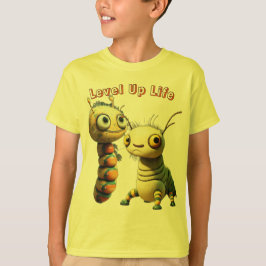 Gekke Cartoon Caterpillar "Level Up Life" T-shirt