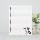 Gekke Cartoon Dairy Koe Lined Pet Letterhead (Staand voorkant)