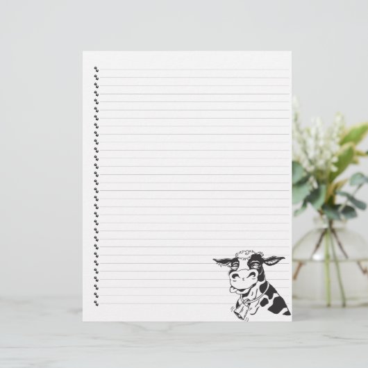 Gekke Cartoon Dairy Koe Lined Pet Letterhead (Staand voorkant)