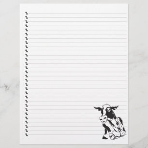 Gekke Cartoon Dairy Koe Lined Pet Letterhead