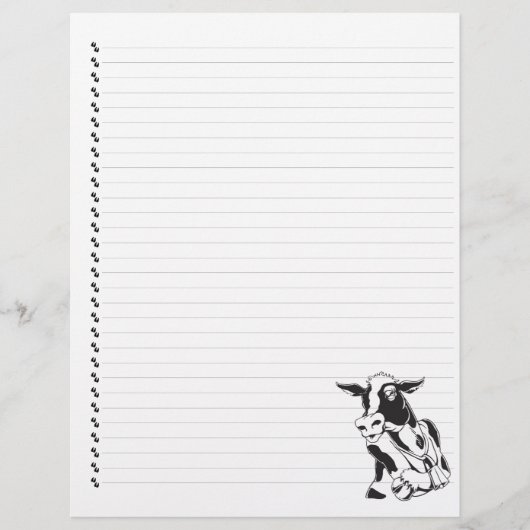 Gekke Cartoon Dairy Koe Lined Pet Letterhead (Voorkant)