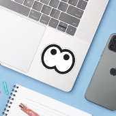 Gekke Cartoon Eyeball Vinyl Sticker (Laptop met iPhone)