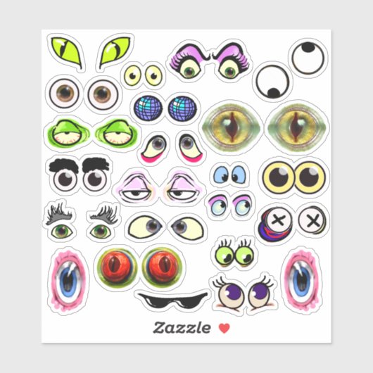 Gekke Cartoon Eyes & Eyeballs Sticker Set (Vel)