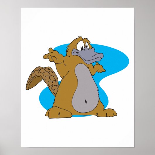 gekke cartoon platypus poster (Voorkant)