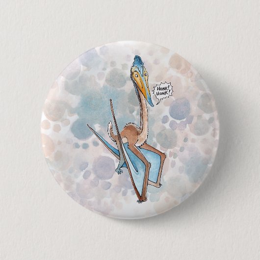 Gekke Cartoon Quetzalcoatlus Pterosaur Ronde Button 5,7 Cm (Voorkant)