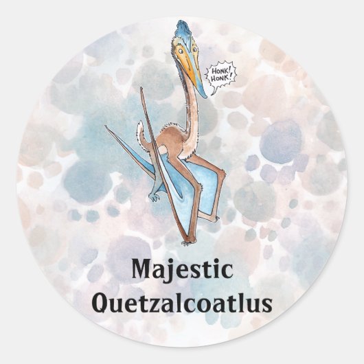 Gekke Cartoon Quetzalcoatlus Pterosaur Ronde Sticker (Voorkant)