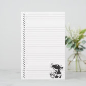 Gekke Cartoon Stationery met Koe in het zuivelfabr Briefpapier (Staand voorkant)