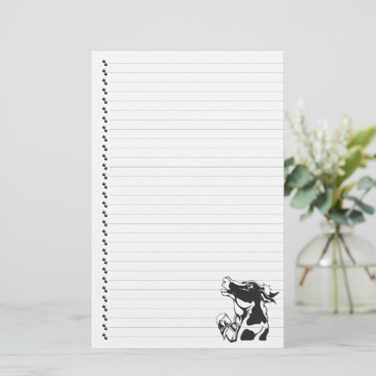 Gekke Cartoon Stationery met Koe in het zuivelfabr Briefpapier (Staand voorkant)