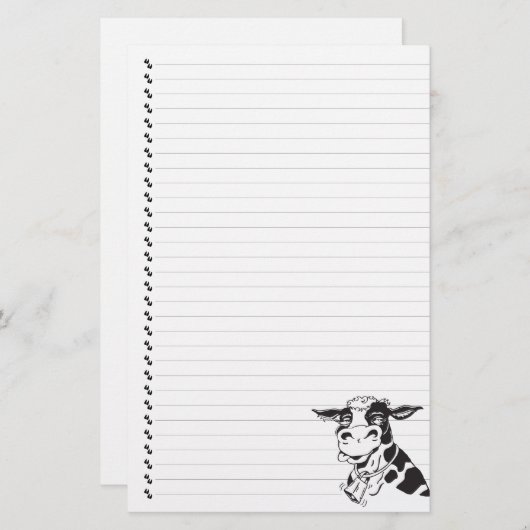 Gekke Cartoon Stationery met Koe in het zuivelfabr Briefpapier (Voorkant / Achterkant)