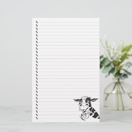 Gekke Cartoon Stationery met Koe in het zuivelfabr Briefpapier (Staand voorkant)