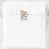 gekke cartoon van een paar koeien vierkante sticker (Tas)