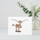 gekke cartoon van langghorn koe briefkaart (Staand voorkant)