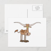 gekke cartoon van langghorn koe briefkaart (Voorkant / Achterkant)