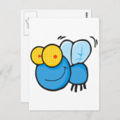 gekke cartoon-vliegkarakter briefkaart (Voorkant / Achterkant)