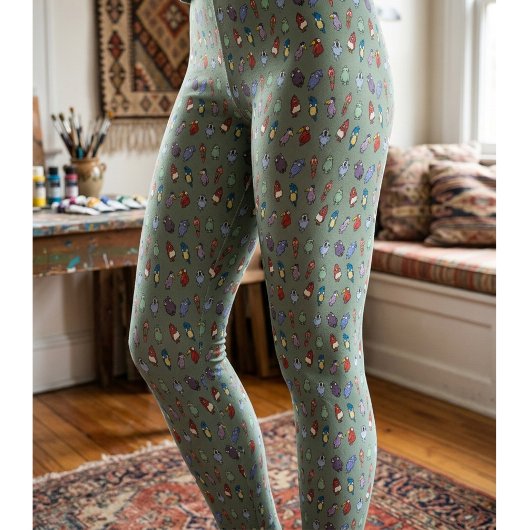 Gekke Cartoon Vogel Patroon Leggings