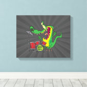 gekke cartoon voor het trommelen van alligatortrom canvas afdruk (Insitu (Houten vloer))