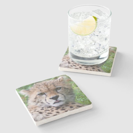 Gekke Cheetah Cub Stenen Onderzetter (Zijkant)