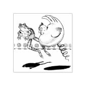 Gekke Chicken on Spring Bouncing met Frog Rubberstempel (Afrduk)