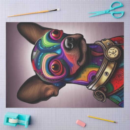 Gekke Chihuahua Steampunk Hond Helder Gekleurd Tissuepapier (Craft)