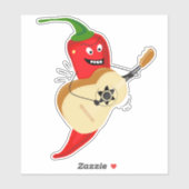 Gekke chili peper spelen gitaar, grappig eten sticker (Vel)